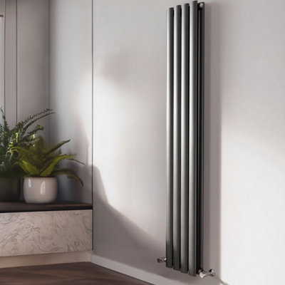 B&Q -  Kensington Grey Double Vertical Radiator (H)1800mm (W)235mm