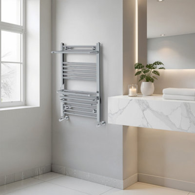 B&Q -  Clarissa Chrome Heated Towel Rail Radiator With Hangers (H)800mm (W)500mm