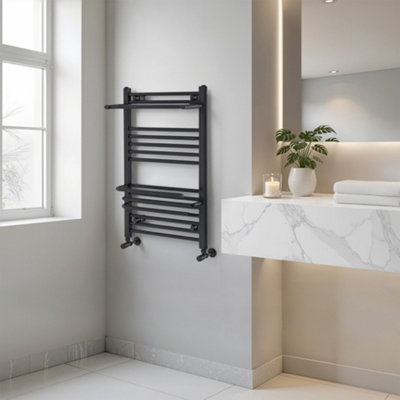 B&Q -  Clarissa Anthracite Heated Towel Rail Radiator With Hangers (H)800mm (W)500mm