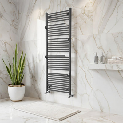 Plum&clay Jenna Anthracite Heated Towel Rail Radiator (H)1500mm (W)550mm from B&Q