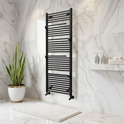 B&Q Jenna Black Heated Towel Rail - 1500X550mm