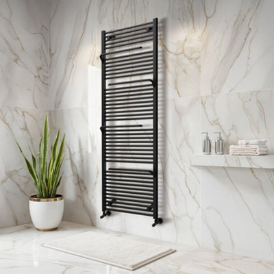 B&Q Jenna Black Heated Towel Rail - 1800X550mm