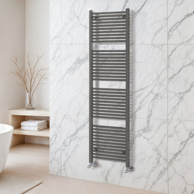 Plum&clay Triton Anthracite Heated Towel Rail (H)1800mm (W)400mm from B&Q