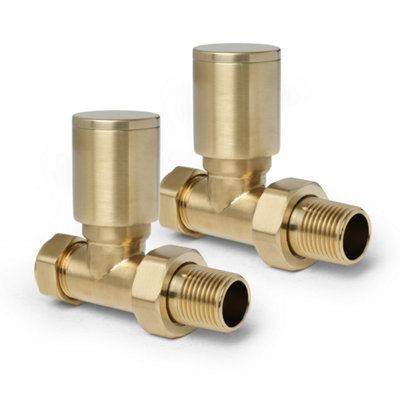 Products | Pair Of Round Gold Straight Radiator Valves