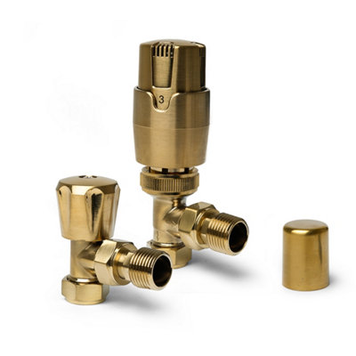 Plum&clay Pair Of Angled Gold Thermostatic Radiator Valves from B&Q