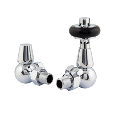 Plum&clay Pair Of Corner Chrome Wooden Head Radiator Valves from B&Q