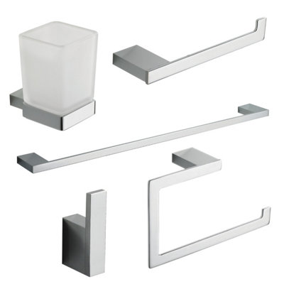 Plum&clay Havana Chrome 5-Piece Bathroom Accessory Set from B&Q