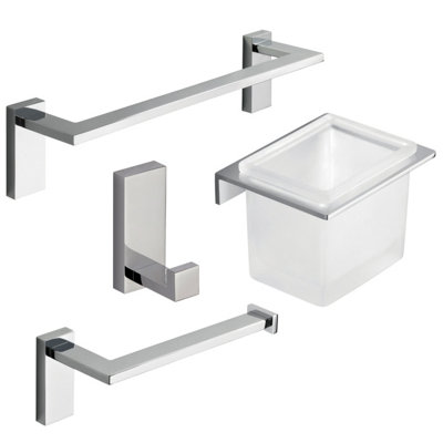 B&Q Nolan Chrome 4-Piece Bathroom Accessory Set