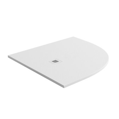 Plum&clay Pia Quadrant White Slate Effect Shower Tray (L)900mm (W)900mm (H)25mm from B&Q