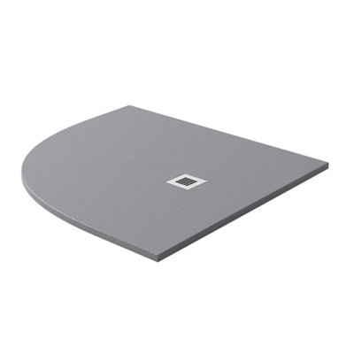Plum&clay Pia Left Hand Offset Quadrant Grey Slate Effect Shower Tray (L)1200mm (W)900mm (H)25mm from B&Q