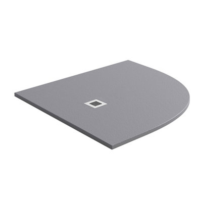 Plum&clay Pia Right Hand Offset Quadrant Grey Slate Effect Shower Tray (L)1200mm (W)900mm (H)25mm from B&Q
