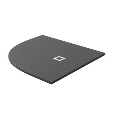 Plum&clay Pia Left Hand Offset Quadrant Anthracite Slate Effect Shower Tray (L)1200mm (W)900mm (H)25mm from B&Q