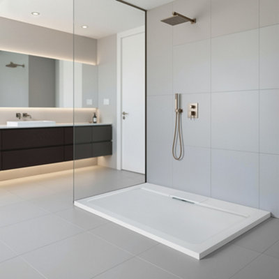 Plum&clay Rectangular Low Profile Shower Tray With Hidden Waste (L)1600mm (W)800mm (H)45mm from B&Q