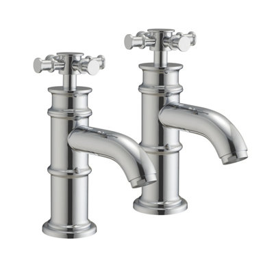 Plum&clay Barker Chome Pair Of Crosshead Bath Pillar Taps from B&Q