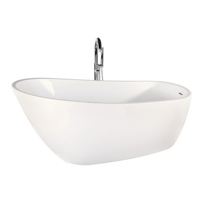 Plum&clay Idra White Freestanding Slipper Bath (L)1500mm (W)740mm from B&Q
