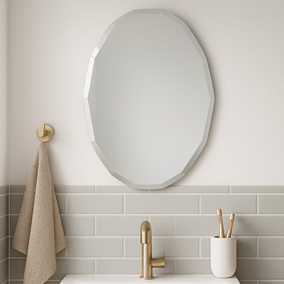 Plum&clay Avalanche Oval Bevelled Edge Frameless Mirror (H)80Cm (W)60Cm from B&Q