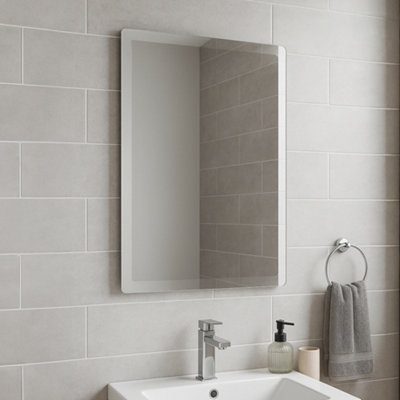 Plum&clay Bellio Rectangular Bevelled Edge Frameless Mirror (H)600mm (W)450mm from B&Q
