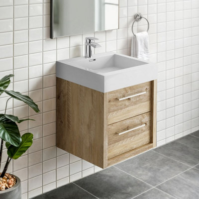 Plum&clay Walter Light Bare Wood Wall Hung Vanity Unit (W)500mm from B&Q