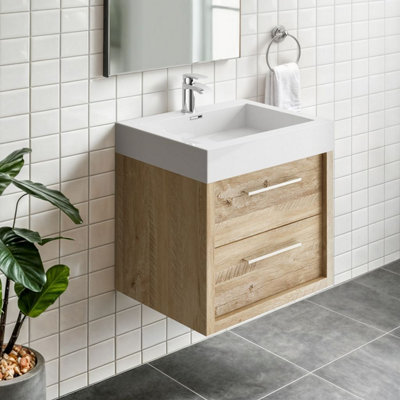 Plum&clay Walter Light Bare Wood Wall Hung Vanity Unit (W)600mm from B&Q
