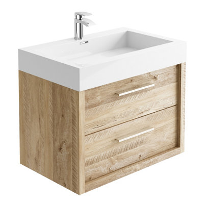 Plum&clay Walter Light Bare Wood Wall Hung Vanity Unit (W)750mm from B&Q