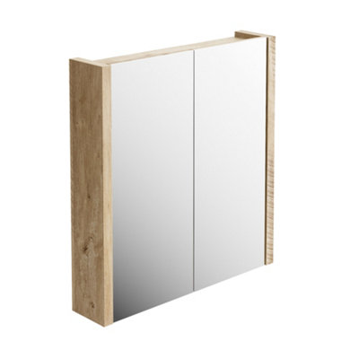 Plum&clay Walter Light Bare Wood Single Mirrored Cabinet (W)750mm from B&Q