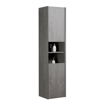 Plum&clay Nebula Concrete Wall Mounted Bathroom Tall Storage Unit from B&Q