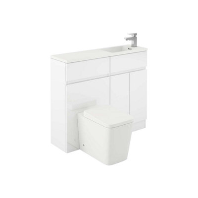 Plum&clay Delaware Gloss White Bathroom Vanity Basin & Wc Unit Combination (W)1000mm from B&Q