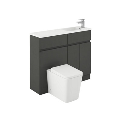 Plum&clay Delaware Charcoal Bathroom Vanity Basin & Wc Unit Combination (W)1000mm from B&Q