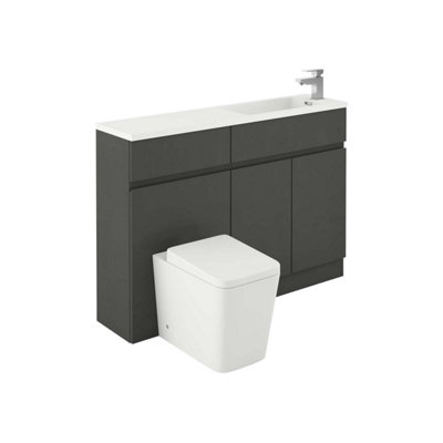 Plum&clay Delaware Charcoal Bathroom Vanity Basin & Wc Unit Combination (W)1200mm from B&Q