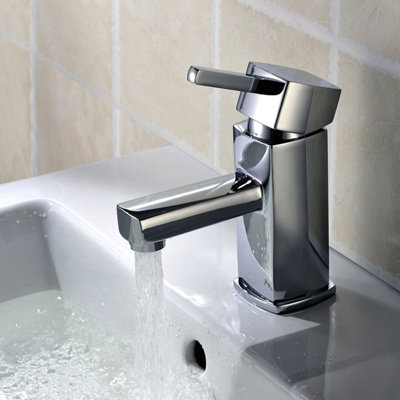 Plum&clay Cubic Chrome Plated Mono Basin Tap With Waste from B&Q