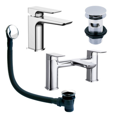Plum&clay Zoia Chrome Basin & Bath Filler Tap Package Inc Basin & Bath Waste from B&Q