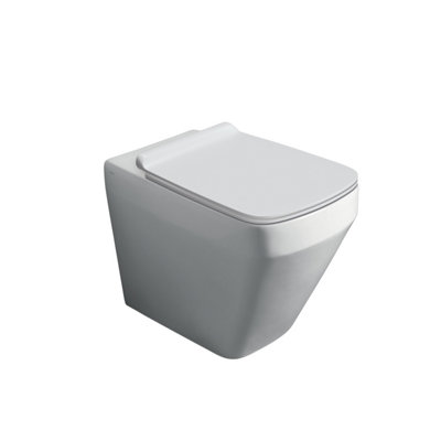 Plum&clay Bellio Rimless White Back To Wall Toilet from B&Q