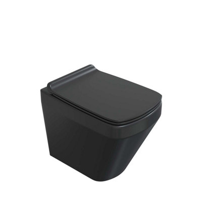 Plum&clay Bellio Rimless Black Back To Wall Toilet from B&Q