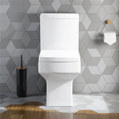 Plum&clay Fernando Modern Ceramic Close Coupled Anti Bacterial Toilet With Soft Closing Seat from B&Q