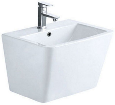 Plum&clay Danby Square Design Wall Hung Ceramic Basin With 1 Tap Hole from B&Q