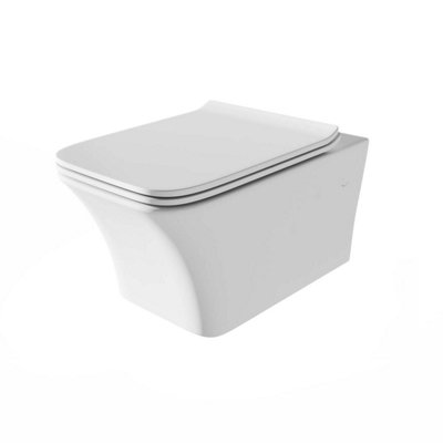 Plum&clay Elysium White Ceramic Back To Wall Toilet With Anti Bacterial Glaze & Soft Close Toilet Seat from B&Q