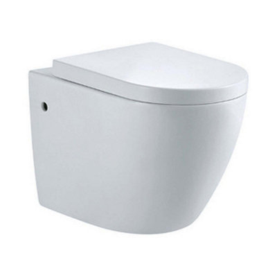 Plum&clay Isaac Modern Round Wall Hung Toilet With Soft Closing Seat from B&Q