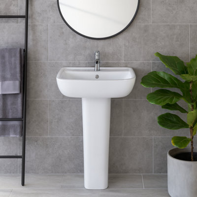 Plum&clay Astral Ceramic Basin & Full Height Pedestal Bathroom Sink With 1 Tap Hole from B&Q
