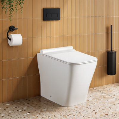 Plum&clay Warren Modern Anti Bacterial Ceramic Back To Wall Toilet Soft Closing Seat Wc from B&Q