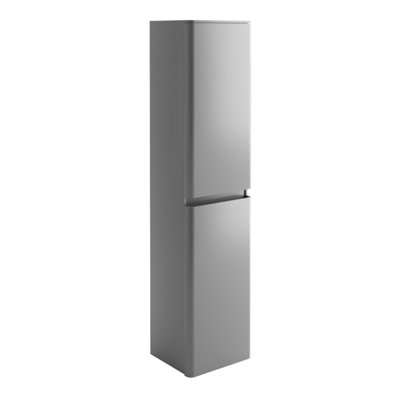 Plum&clay Marvel Gloss Light Grey Wall Hung Bathroom Tall Storage Unit from B&Q