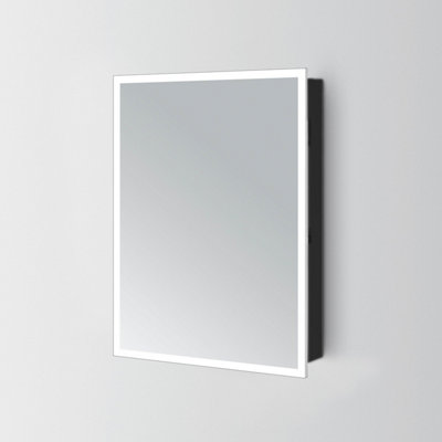Plum&clay Azure Led Illuminated Black Single Mirrored Wall Cabinet (H)700mm (W)500mm from B&Q