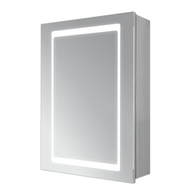 Plum&clay Rey Led Illuminated Single Mirrored Wall Cabinet With Demister (H)700mm (W)500mm from B&Q