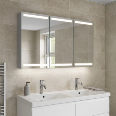 Plum&clay Carter Led Illuminated Mirrored Wall Cabinet With Shaver Socket (H)700mm (W)1200mm from B&Q