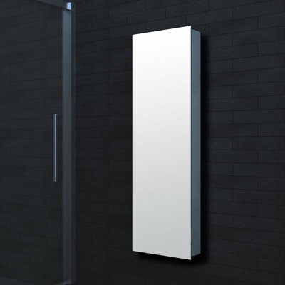 Plum&clay Marvel Bathroom Tall Mirrored Wall Cabinet (H)1400mm (W)420mm from B&Q