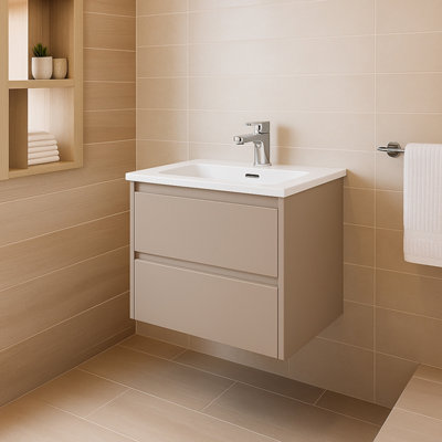 Plum&clay Jenner Light Pink Wall Hung Vanity Unit & Basin Set (W)500mm (H)500mm from B&Q