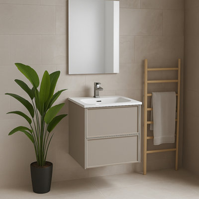 Plum&clay Jenner Light Grey Wall Hung Vanity Unit & Basin Set (W)500mm (H)500mm from B&Q