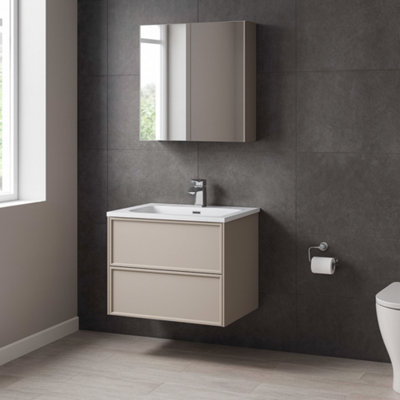 Plum&clay Jenner Light Pink Wall Hung Vanity Unit & Basin Set (W)600mm (H)500mm from B&Q