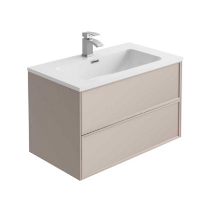 Plum&clay Jenner Light Pink Wall Hung Vanity Unit & Basin Set (W)800mm (H)500mm from B&Q