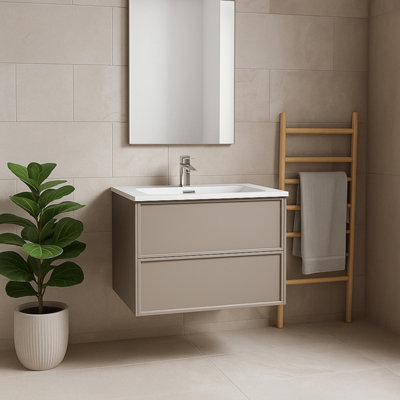 Plum&clay Jenner Light Grey Wall Hung Vanity Unit & Basin Set (W)800mm (H)500mm from B&Q