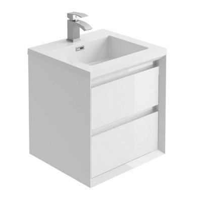 Plum&clay Luna White Wall Hung Vanity Unit & Basin Set (W)500mm (H)510mm from B&Q